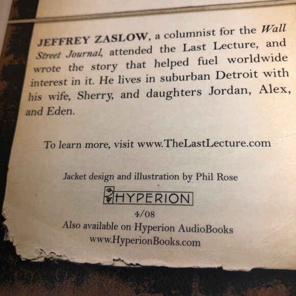 First Edition "The Last Lecture" by Randy Pausch with Jeffrey Zaslow Hard Cover - Picture 7 of 8